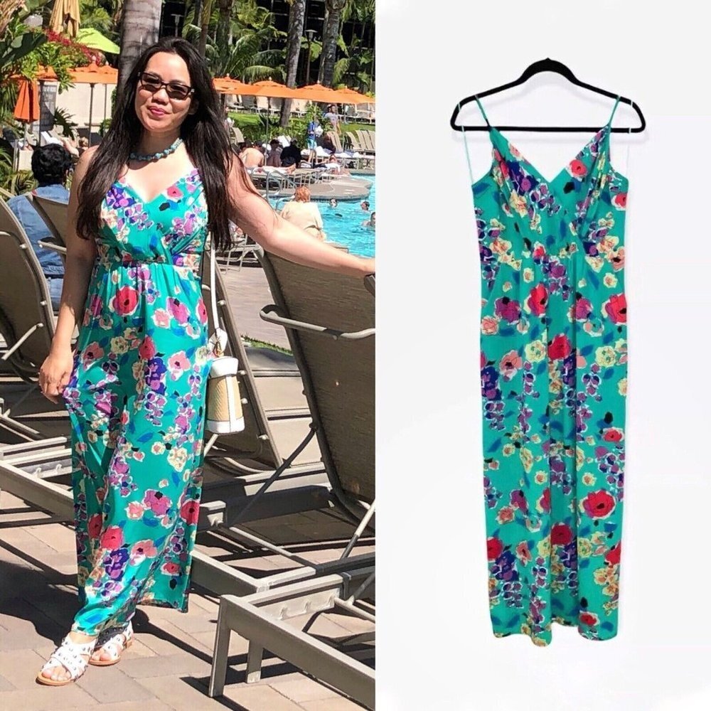 Yumi Kim Floral Print Satin Summer Midi Dress With Pockets MSRP:$225​​​